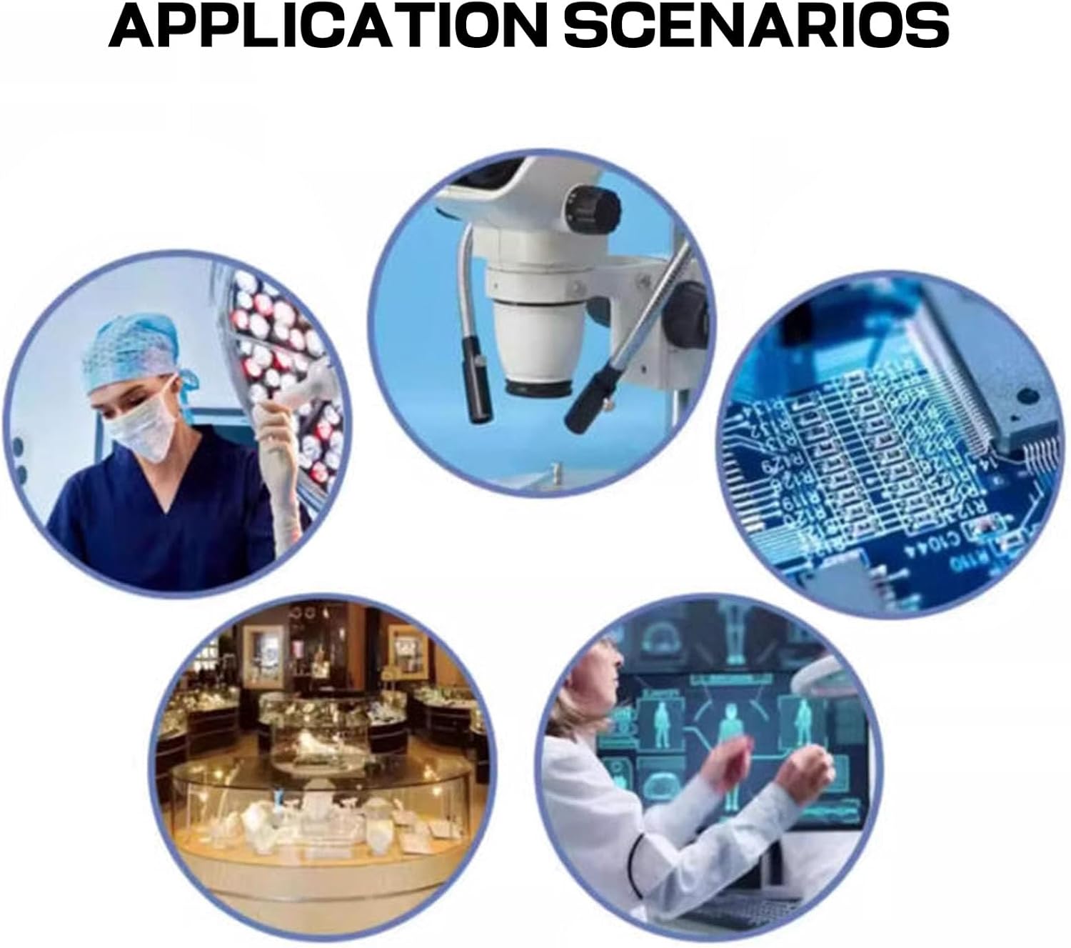 Fiber Optic Microscope Illuminator, 20W Dual Gooseneck LED Lights Source Adjustable Brightness/Aperture Size for Stereo Zoom Microscopio