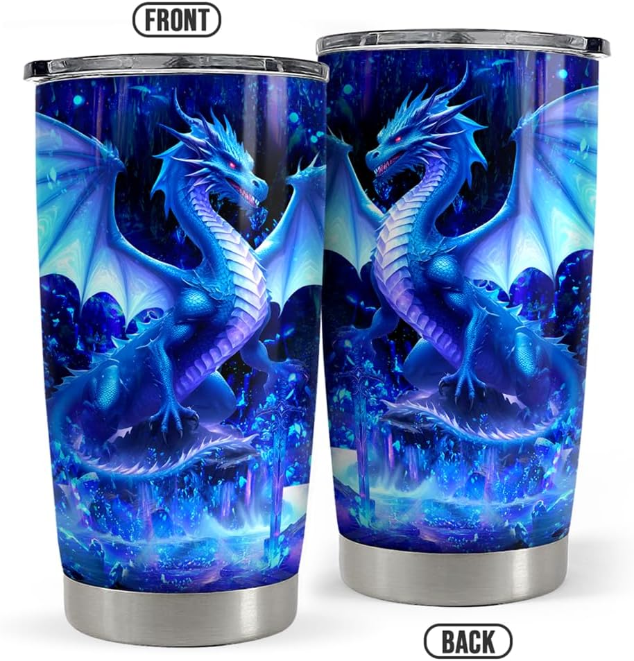 SANDJEST Dragon Tumbler 20oz Stainless Steel Insulated Coffee Travel Mug Cup Dragon Gifts for Birthday Christmas Gift for Men Boy - Image 3