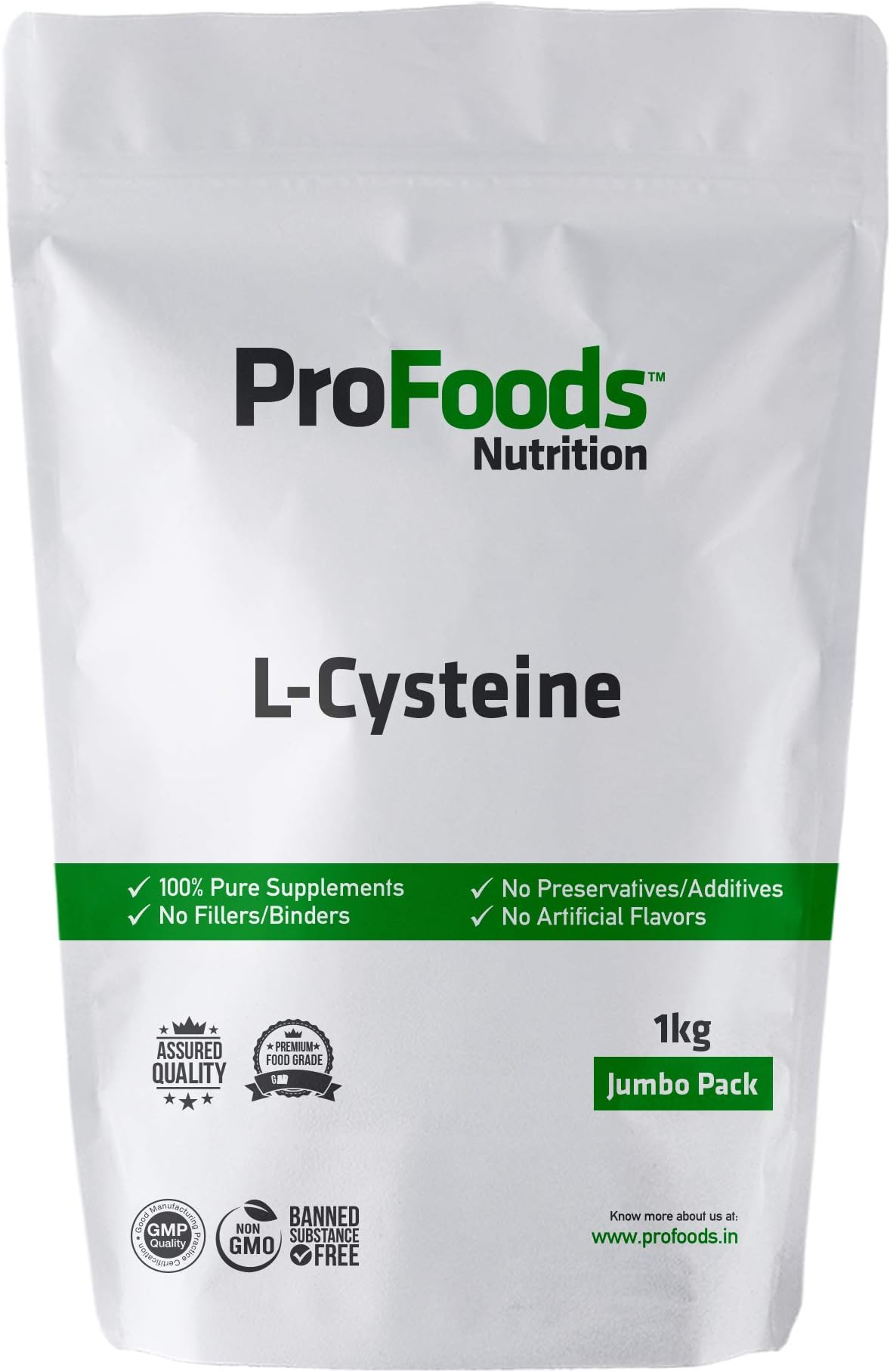 Profoods L Cysteine Base (1 kg) Antioxidant,Builds protein structure (Unflavoured)