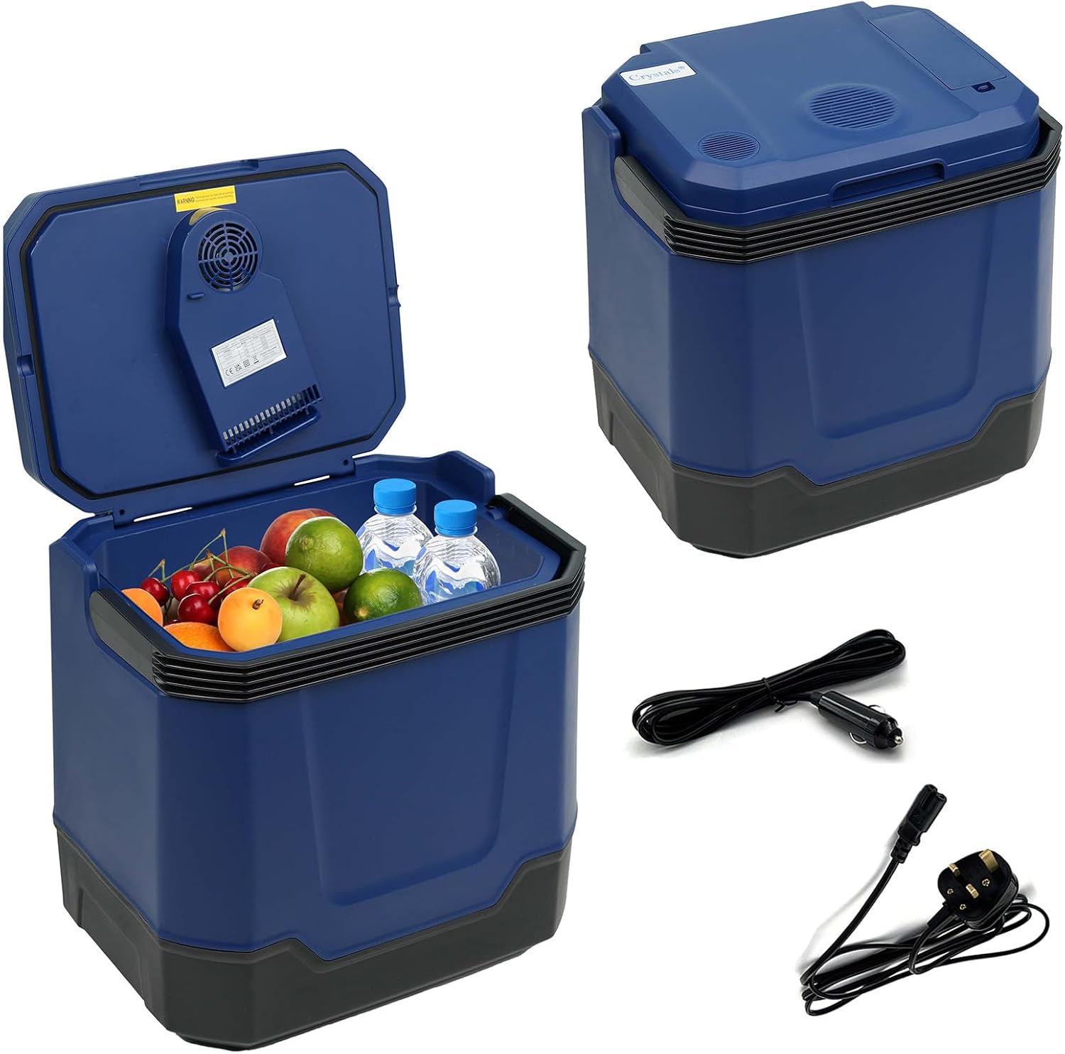 Grey Crystals 33-litre thermoelectric cool box with detachable lid and handle