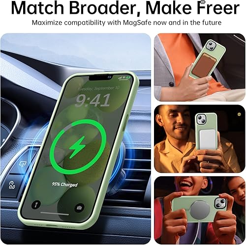 Miniatura 2 de Funda magnética para iPhone 13 y iPhone 14 para MagSafe protección de grado militar de 10 pies, delgada, translúcida mate con borde de silicona para