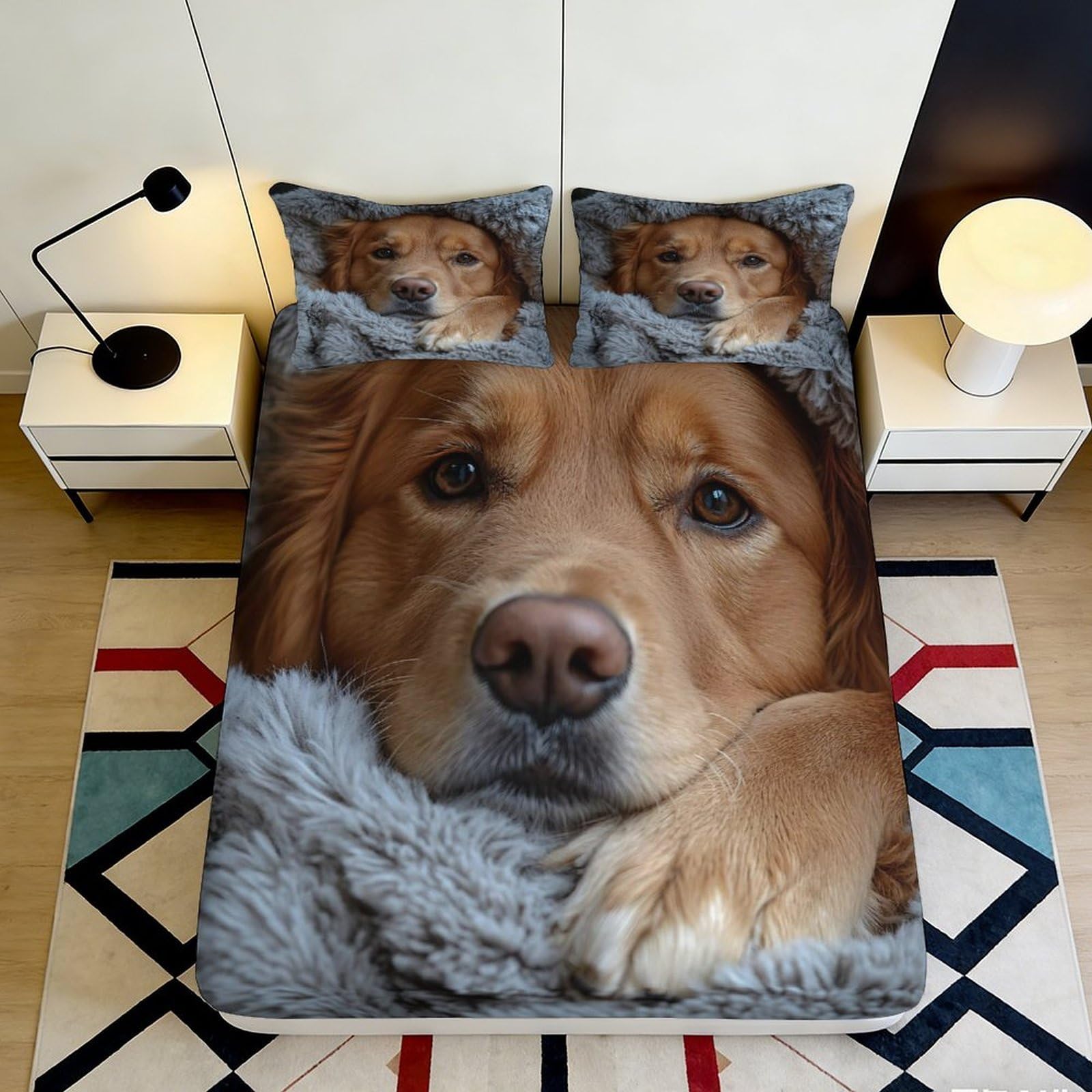 3D Printed Dog Lovers Fitted Sheet Microfiber Soft Cozy Cat Pattern Bed Cover for Bedroom Dorm Decor 90x200x25cm