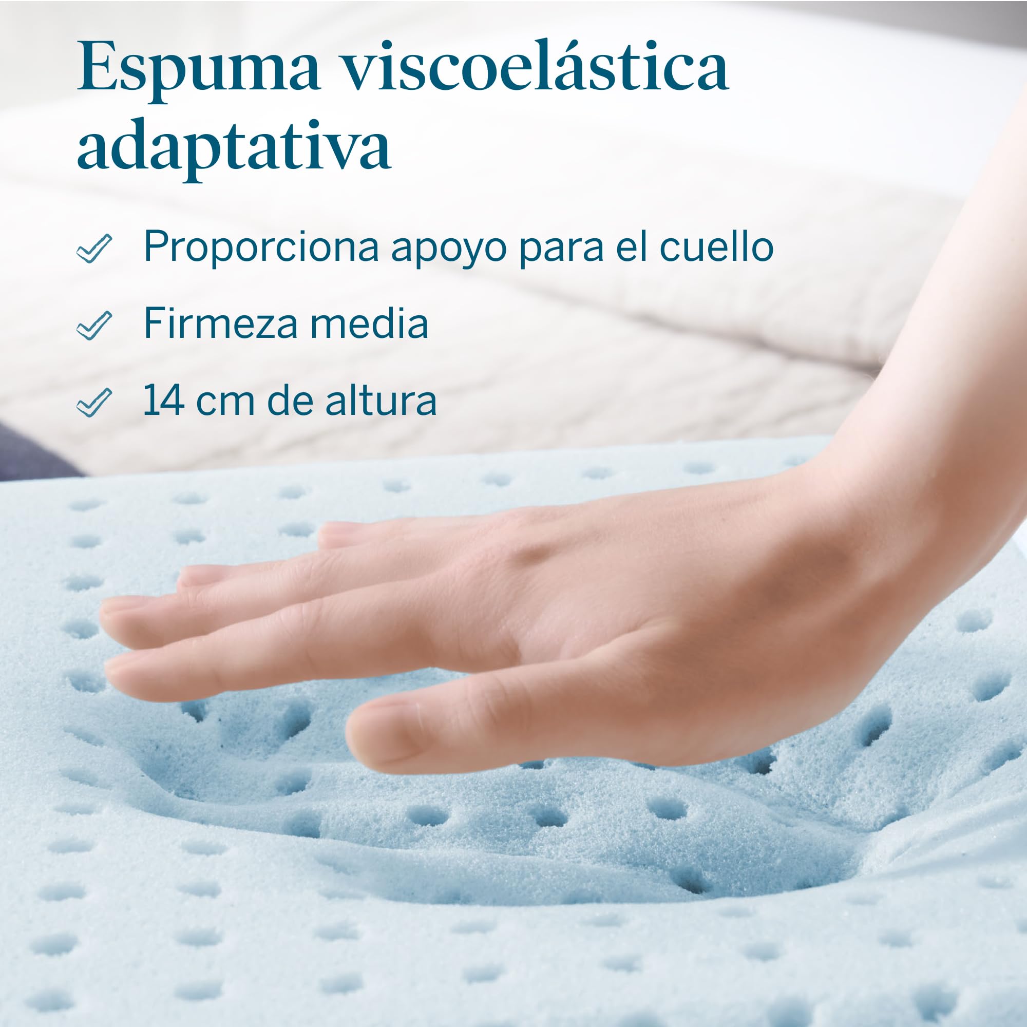 LUCID Almohada viscoelástica 70 cm con partículas de gel – transpirable y refrescante – Funda lavable, 70 x 35 cm