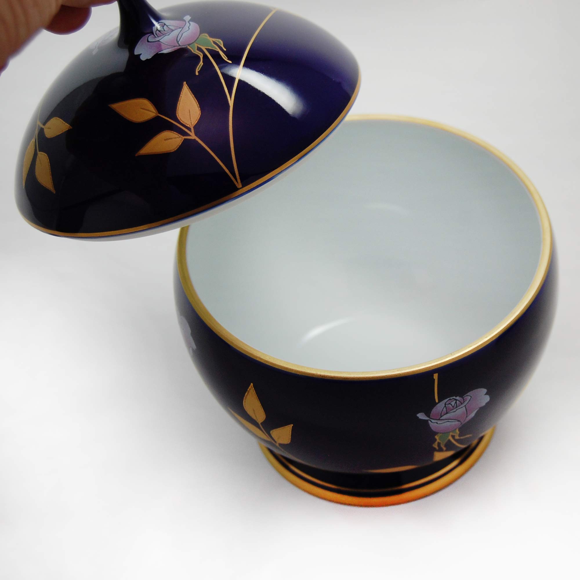 1752 香蘭社 瑠璃薔薇 キャンディーポット 金彩 有田焼 小物入れ