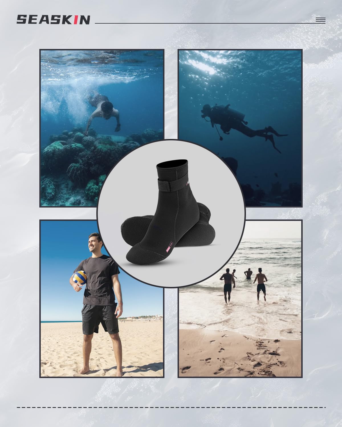 Seaskin Calcetines de neopreno, 3 mm, para voleibol de playa, arena, fútbol