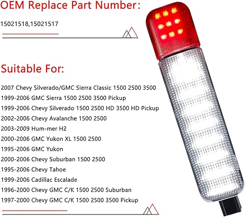 Miniatura 2 de Luces LED de cortesía compatibles con Chevy Silverado GMC CK, Sierra 1500 2500 3500, Suburban, Avalanche, Hum-mer H2 Yukon Iluminación de panel de