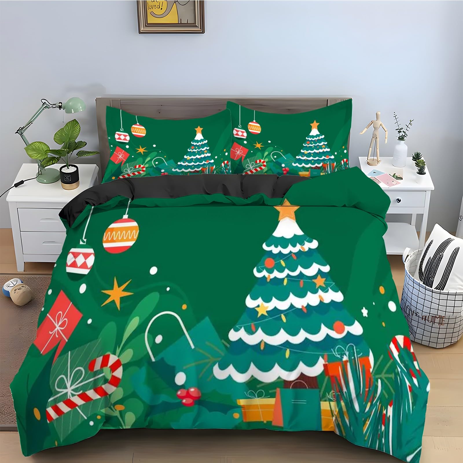 Parure de lit 90x190 en microfibre douce avec housse de couette et 2 taies d'oreiller KG2048