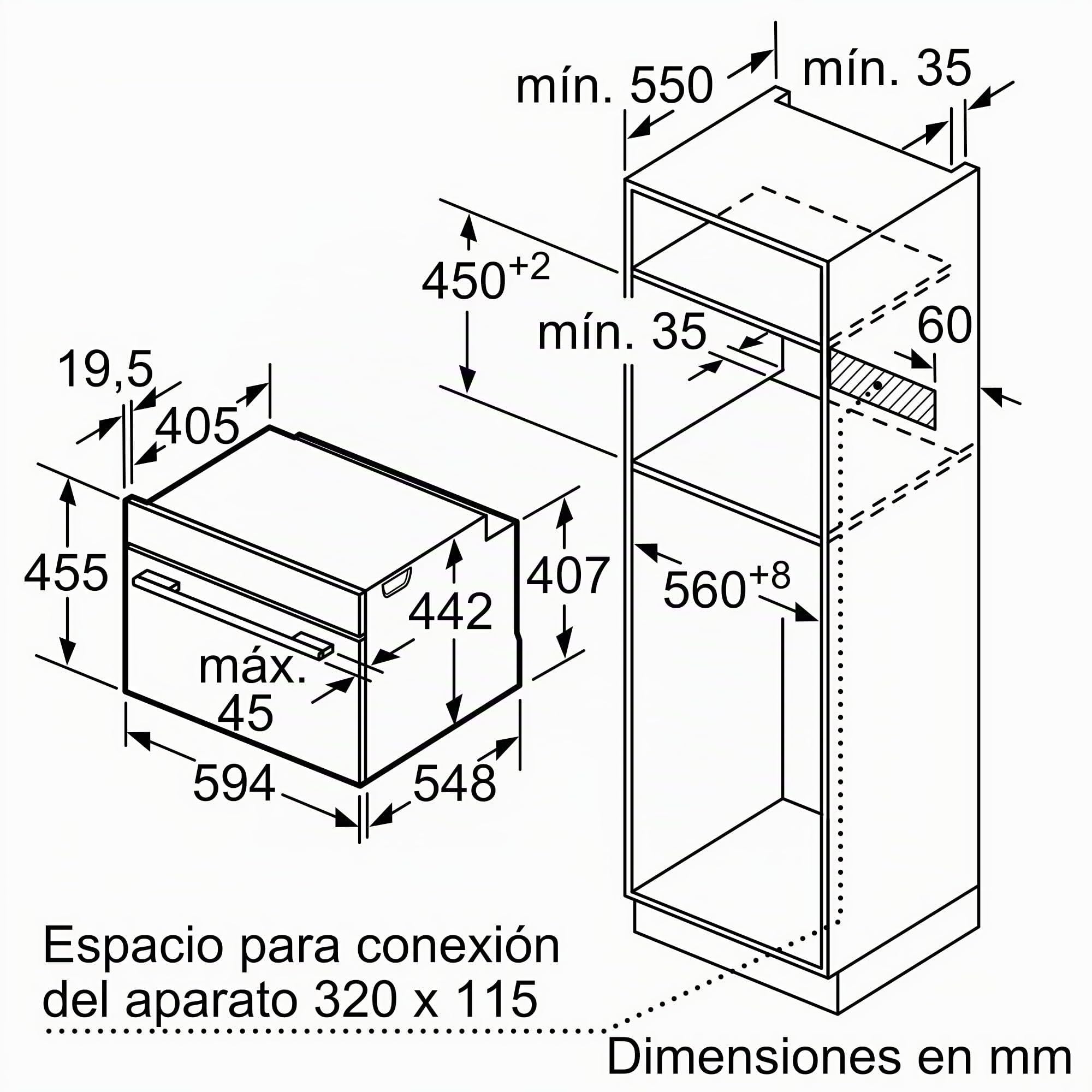 Bosch - Horno Compacto, 60 cm, Serie 8, Electrónica TFT TouchControl, AirFry, Función Assist, Home Connect, Pirólisis, Negro, CBG7741B1