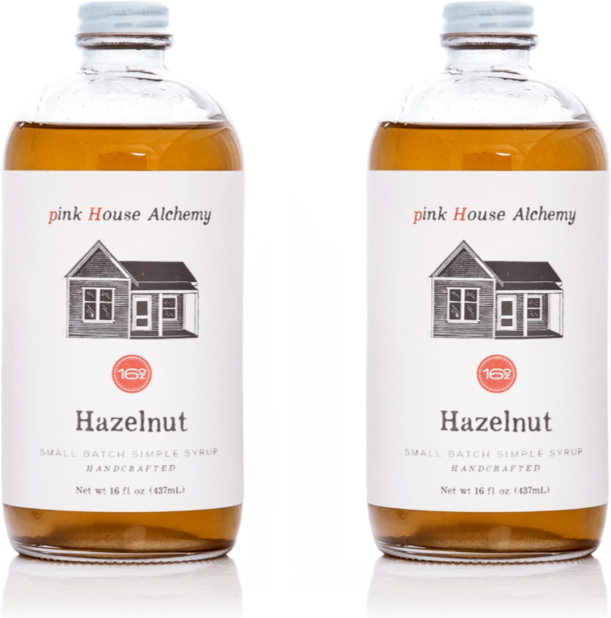 Pink House Alchemy Hazelnut Simple Syrup - Pack of 2 16 OZ Bottle for Coffee, Cocktail, Mocktail and Non Alcoholic Drinks, All-Natural Non-GMO