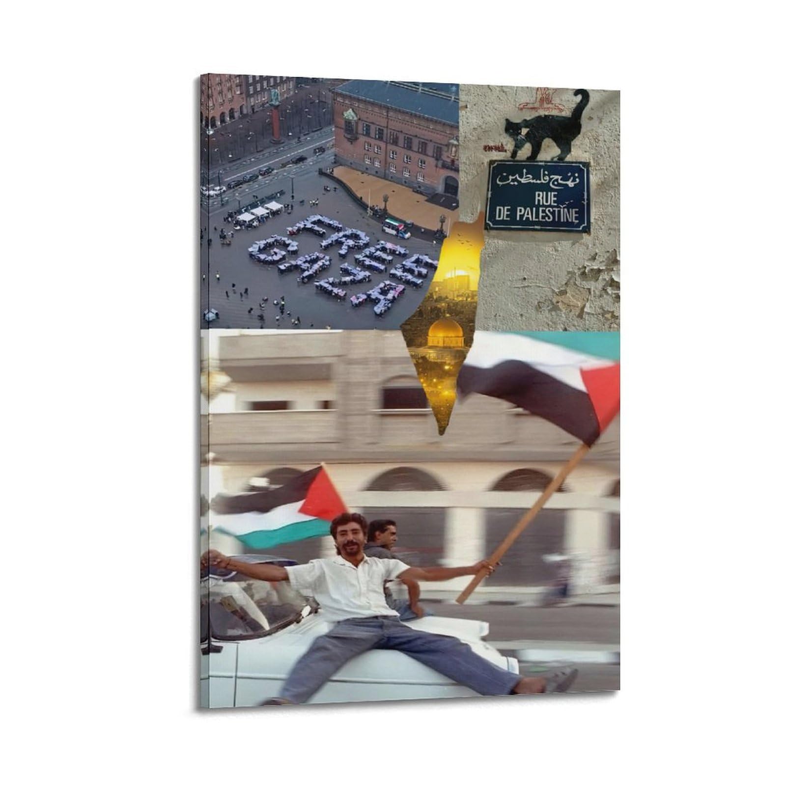 XKUGA Palestinian Flag Anti War Freedom Gaza World Peace Poster Modern Decorative Canvas Prints - Ideal Wall Art for Family, Man Cave, Game Room, Boys & Girls Bedroom 24x36inch(60x90cm)