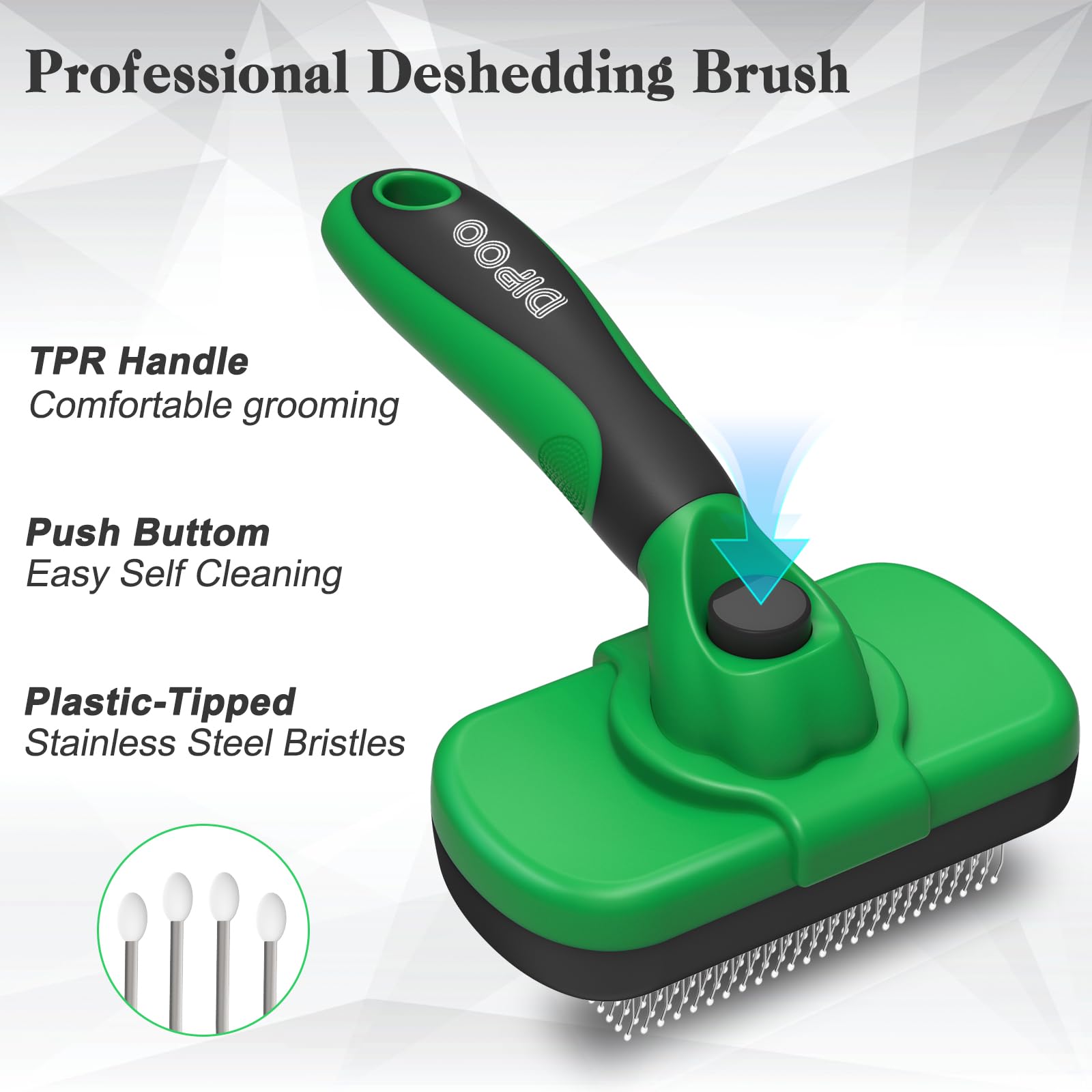 Dipoo Cepillo autolimpiante para perros y gatos, cepillo para gatos que no daña la piel, cepillo de aseo para perros, cepillo para quitar el pelo, cepillo para cachorros para perros peludos, verde