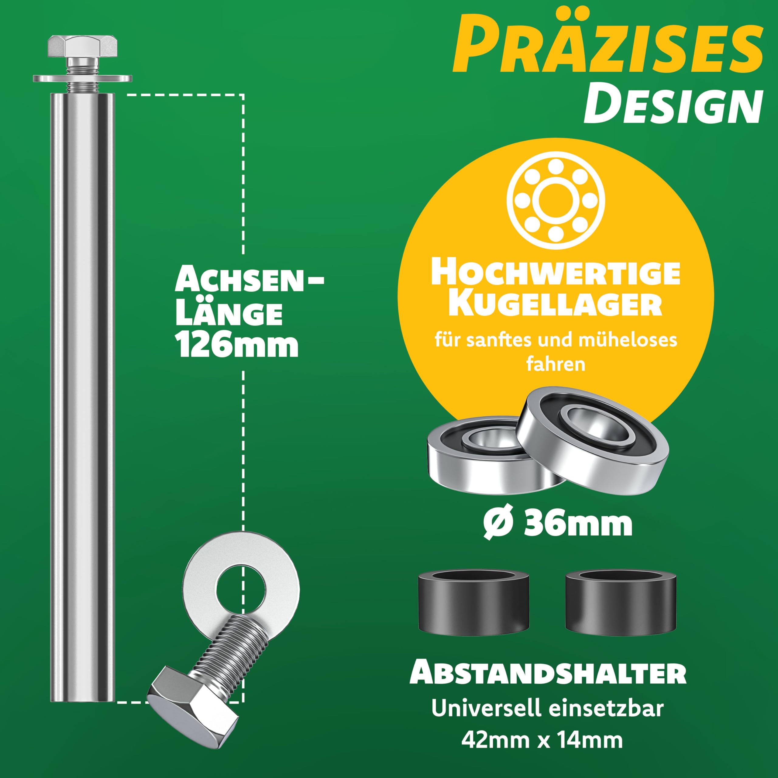 MASKO® Schubkarrenrad Luftbereifung 250kg Ersatzrad Luftreifen Schubkarre Gartenkarre 40cm / 15,6" extrabreit 9,5cm Luft-Rad pannensicherer Reifen mit Stahlfelge & Handschuhe Karbonstahl-Kugellager