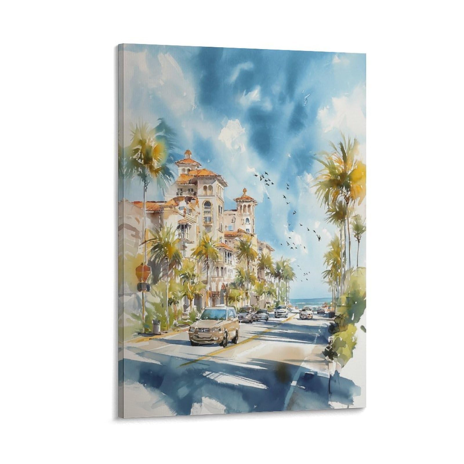 XWYMXZ Florida Flower Market Watercolor Painting Bglossom Botanical Posters 20x30inch(50x75cm) Vintage Watercolor Canvas Art
