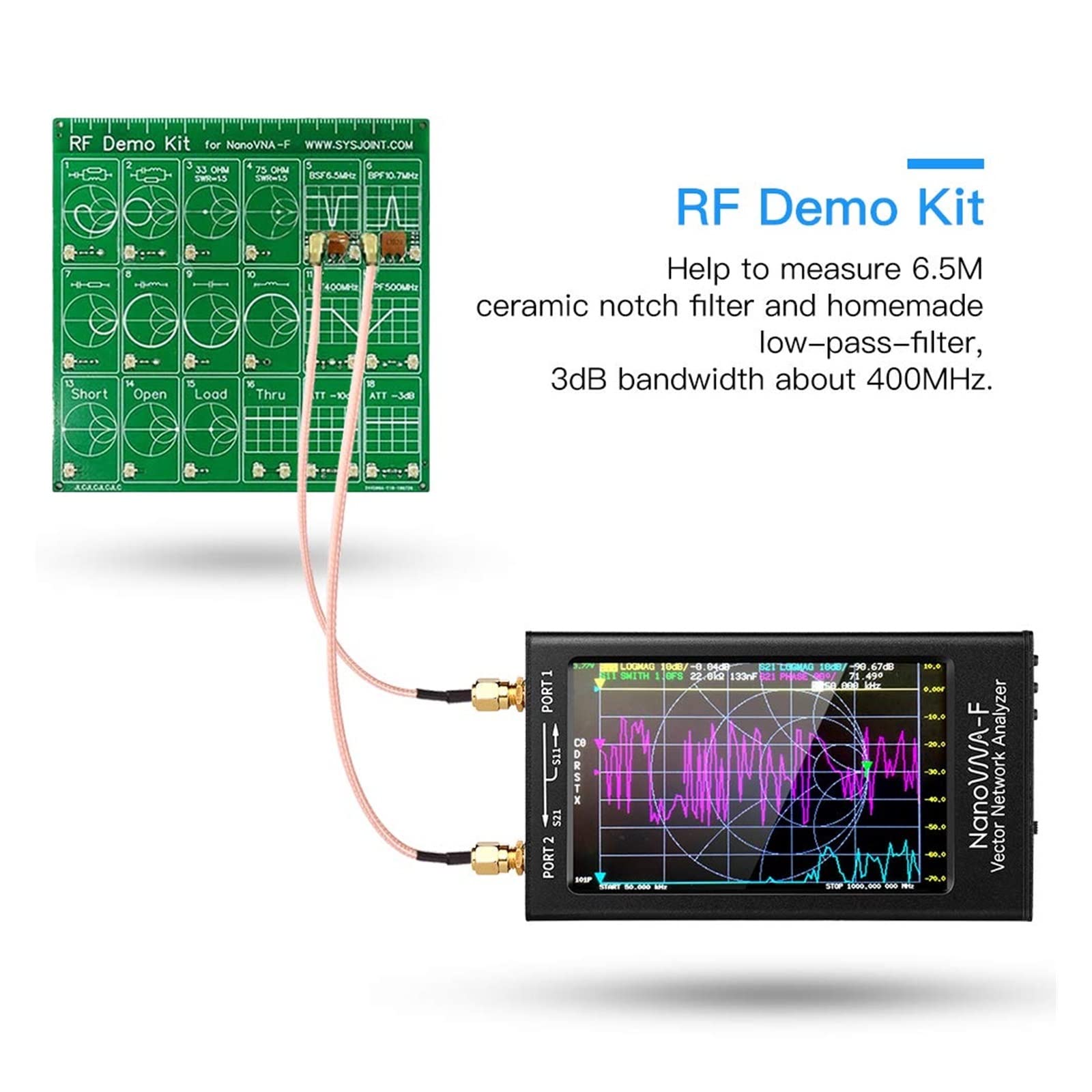 Spektrumanalysator, 10 kHz-1,5 GHz NanoVNA-F VNA HF VHF UHF Vektornetzwerk-Antennenanalysator 4,3-Zoll-IPS-LCD-Metallgehäuse V3.1 Version Stylus