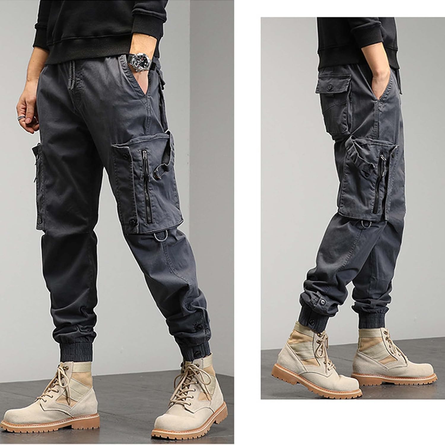 XYXIONGMAO Men's Harem Hip Hop Techwear Streetwear Tactical Joggers Cargo Pants Casual Functional Overalls Jeans Trousers