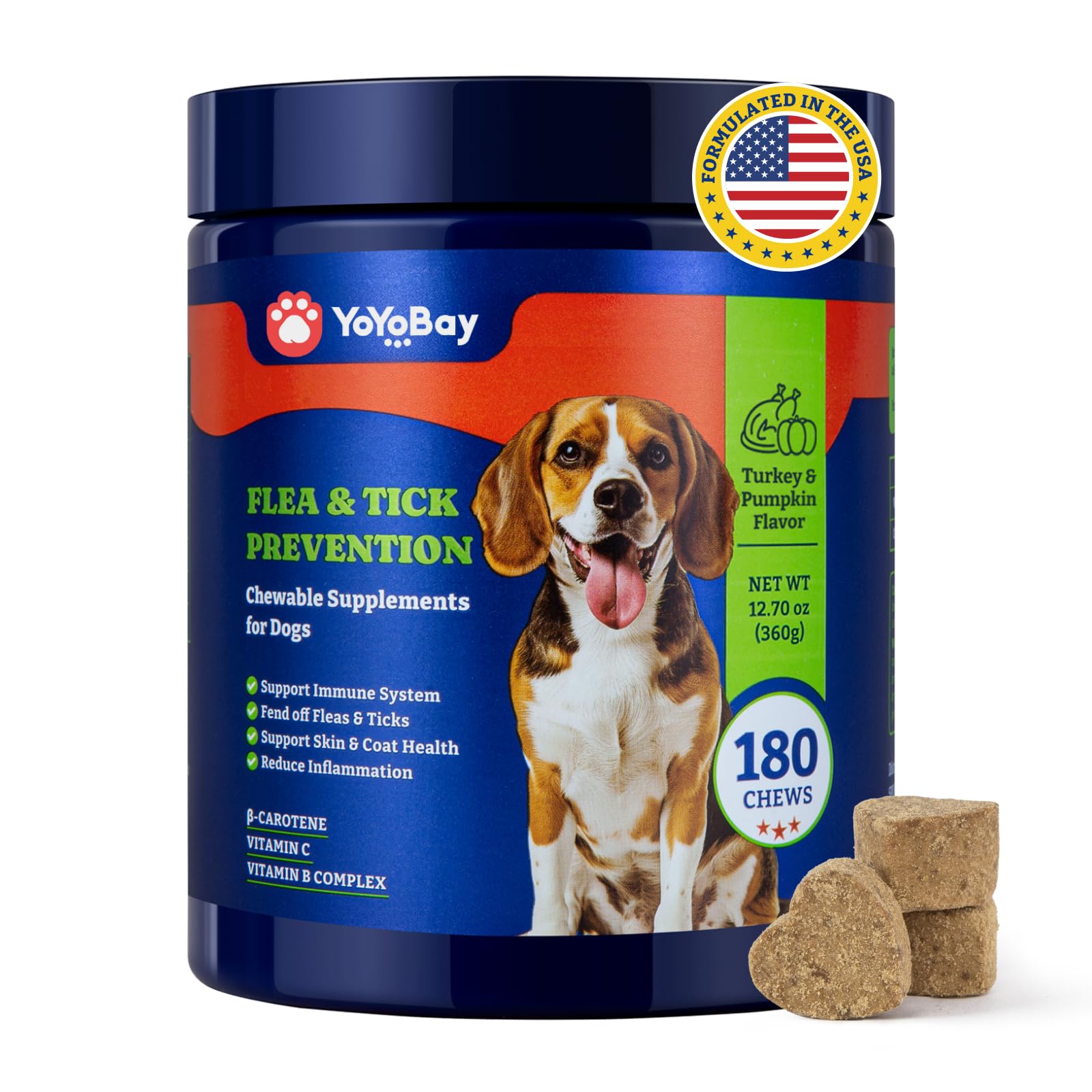 Flea &amp; Tick Prevention for Dogs Chewables,Dog Immune Support Supplement