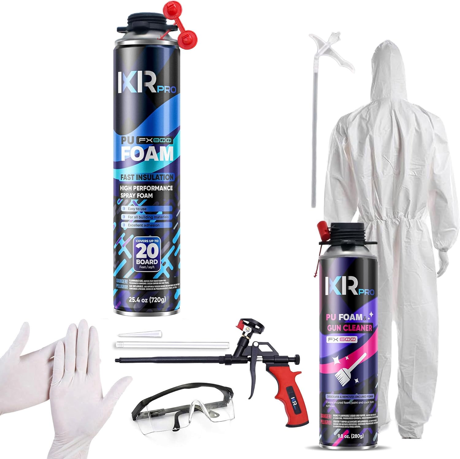 Spray Foam Insulation Kit with Gun & Nozzles (25.4 oz) - ixirpro