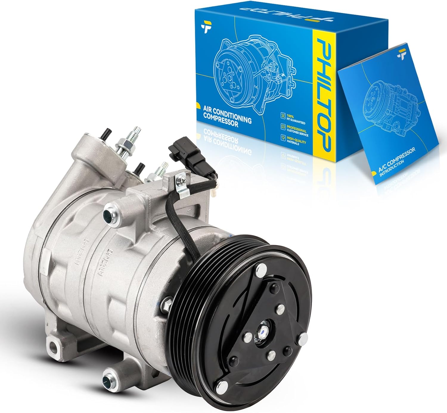 PHILTOP 98673 AC Compressor for Ford Escape 2008-2012, Mariner 2008-2011 2.3L, Tribute 2008-2011, CO 11332C, 8L8Z19703B, 97673, 98673, 5512785, 6512785 Air Conditioning Compressor