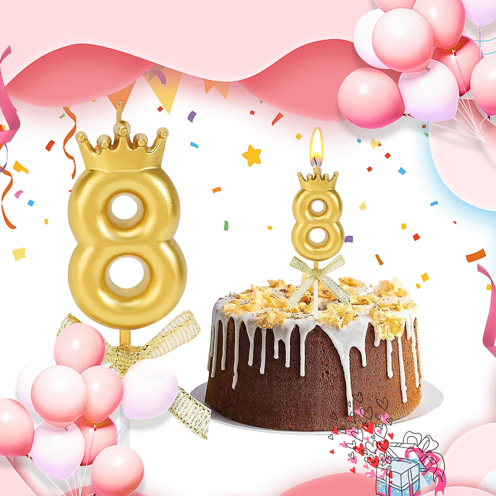 Set Portacandele Numeri Compleanno 0-9 – 10 Pezzi Riutilizzabili In Argento/Oro, Stabilissimi, Perfetti Per Torte Di Compleanno E Anniversari