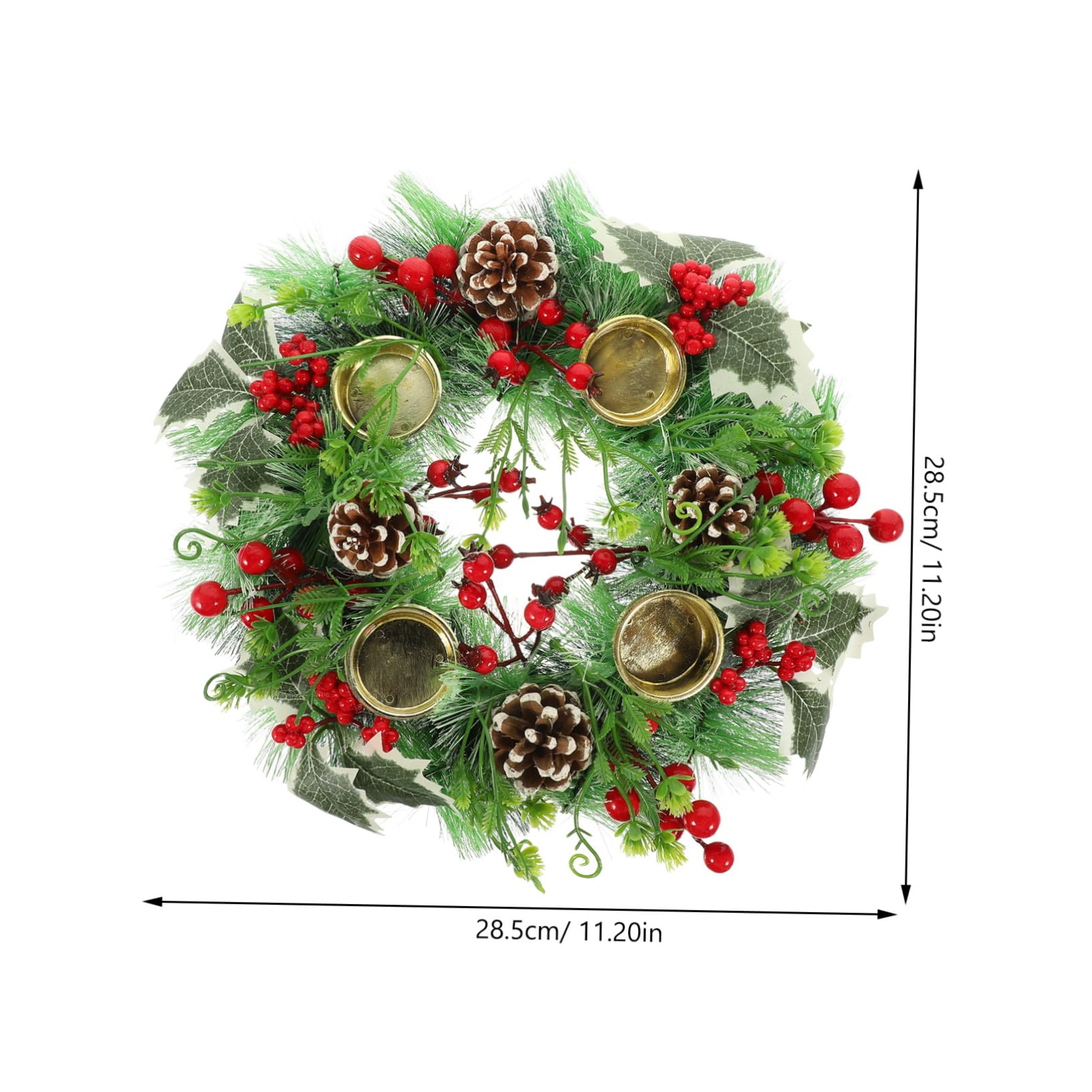 ERINGOGO Christmas Candle Wreath Xmas Pillar Candle Ring Realistic Pine Needles Home Decor Merry Christmas