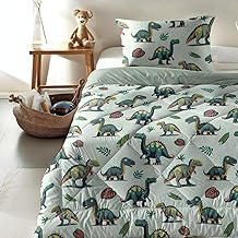 Zelesta Kiddybed Children's Bed Linen 135 x 200 cm 4 Seasons - Winter Duvet and Summer Duvet - Washable Children's Blanket without Cover - Children's Duvet with Pattern (Dino)