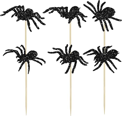 Miniatura 180 de Gyufise 24 piezas de decoración de magdalenas fantasmas – Purpurina blanca espeluznante Halloween Baby Shower Cupcake Picks para decoración