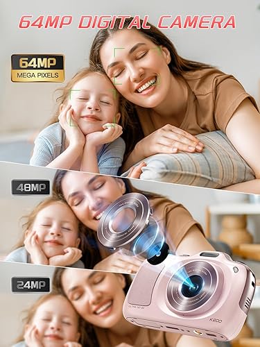 Miniatura 2 de Cámara digital True 4K de 64 MP con enfoque automático de zoom de 16X, cámara de vlogging para principiantes con tarjeta de 32 GB, modo belleza,