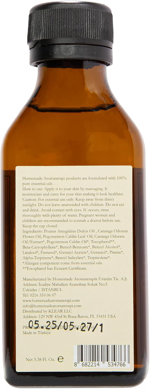 HMA | Massage Oil – with Ylang Ylang, Patchouli, Almond & Orange Peel Oils | Hydrating & Soothing Massage Oil for Relaxation & Self-Care | 3.38 FL Oz