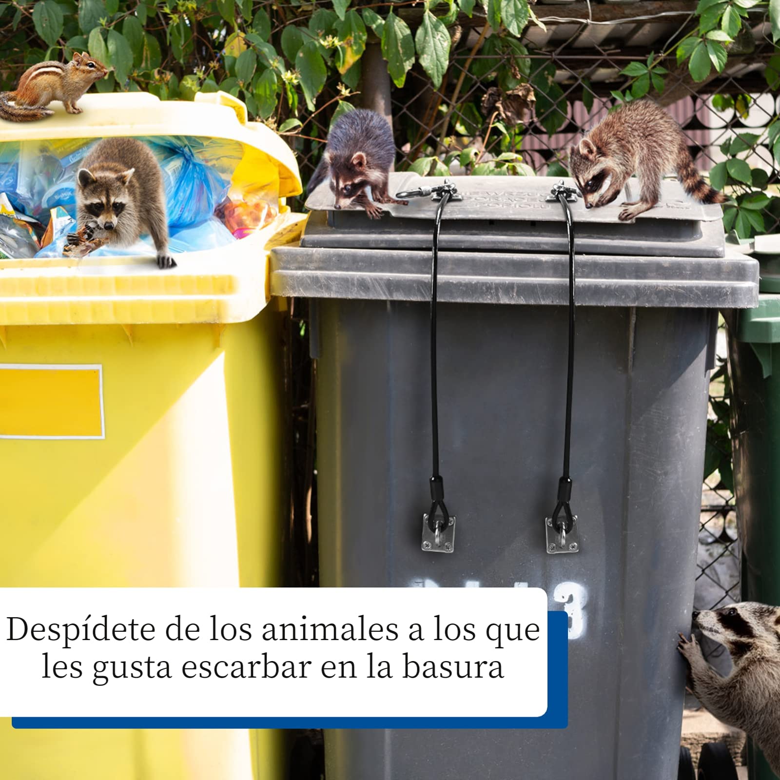 Cerradura de tapa de cubo de basura,Cerradura de cubo de basura a prueba de osos Cerradura de cable de acero Cerradura de pestillo de cubo de basura