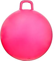 AppleRound Space Hopper with Air Pump: 28in/70cm Diameter for Age 13+, Kangaroo Bouncer, Bouncy Ball with Handle, Hippity Hoppity Hopball for Teens & Adults, Plain Color (Pink)