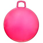 AppleRound Hippity Hoppity Jumping Ball with Pump, Bouncy Ball with Handle, 20in/50cm Diameter for Age 7-10, Kangaroo Bouncer, Space Hopper with Handle for Children, Plain Color (Pink)