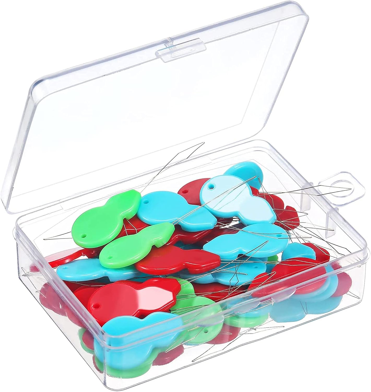 Eboot 20 Pieces Gourd Shaped Plastic Needle Threaders Plastic Wire Loop Hand Machine Sewing Tool with Clear Box for Sewing Crafting Knitting Craft Quilting DIY Art Color Random Assorted Colors