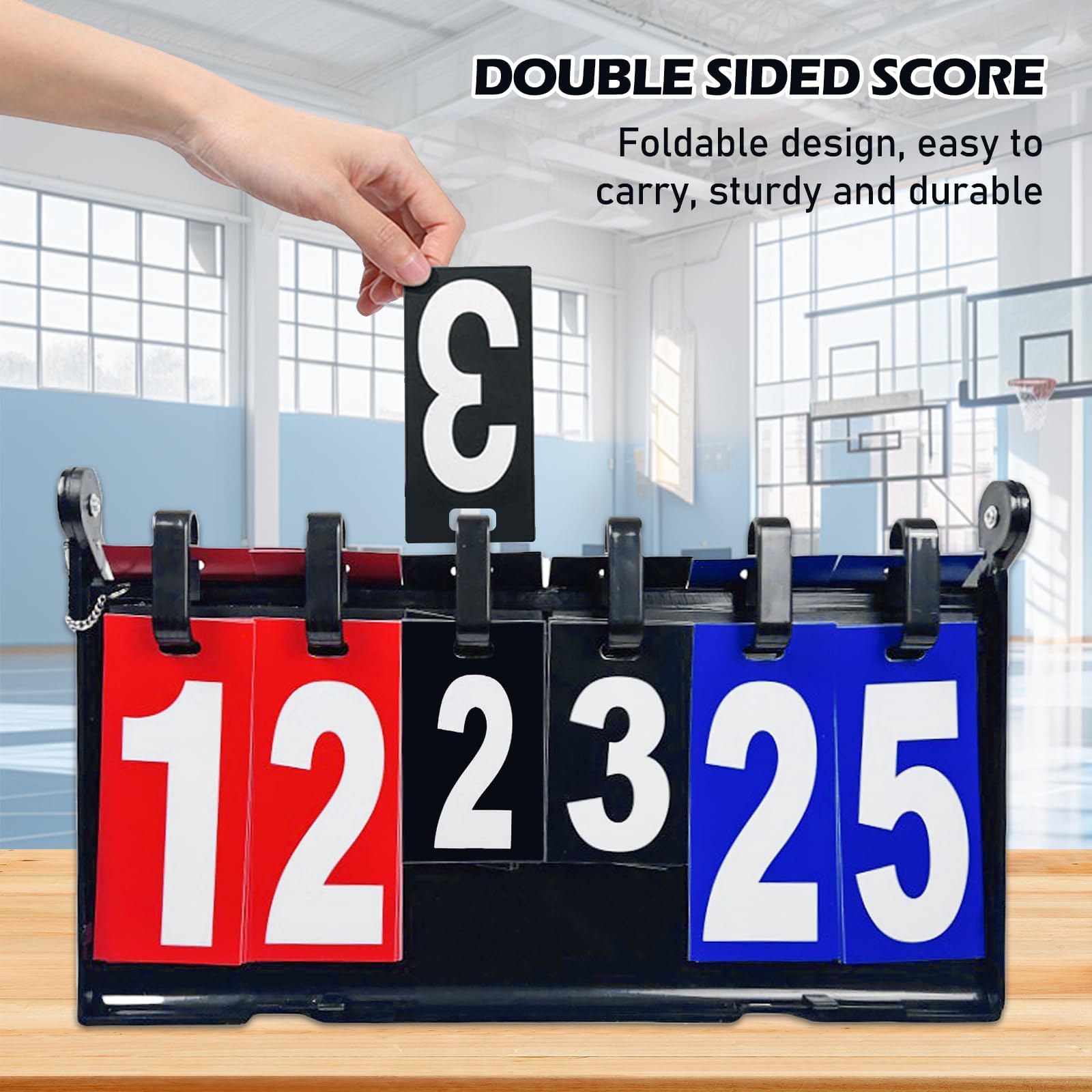 Tabellone segnapunti portatile, con funzione di visualizzazione a 4 cifre, indicatore di livello, contatore punteggio, segnapunti portatile, per pallacanestro, pallavolo, ping pong
