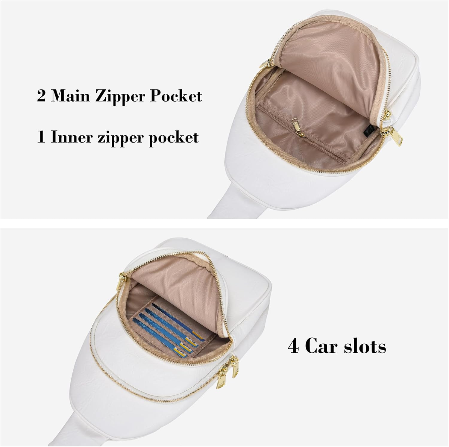 INICAT Crossbody Sling Bags Fanny Packs Leather Purses Chest Bag for Women - Image 3