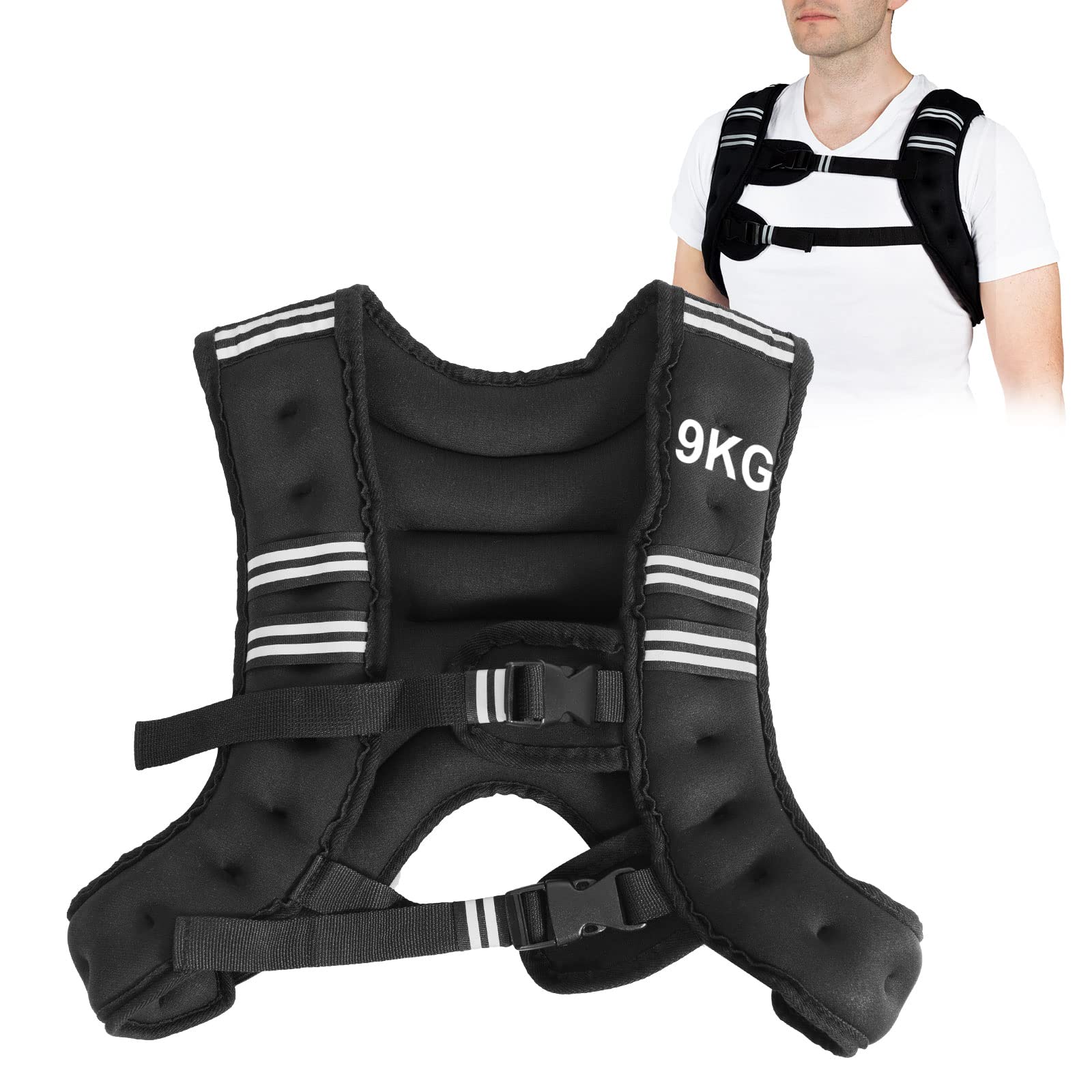 DREAMADE Gewichtsweste Trainingsweste, Fitnessweste aus SBR & Eisensand Füllung, verstellbare Laufweste mit Gurtschnalle & Schulterpads, Gewichte Weste für effektive Kraft und Ausdauertraining