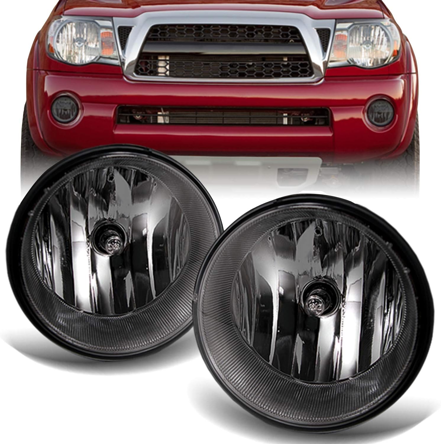 AKKON - For 05-11 Toyota Tacoma Pickup Bumper Smoke Fog Lights Driving Lamps w/Bulbs + Wiring Harness + Switch