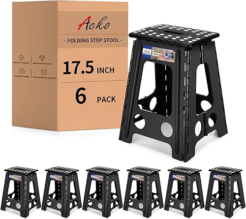 Miniatura 15 de ACKO Taburete plegable – Taburete plegable de alta calidad de 13 pulgadas de altura para niños y adultos, taburete de cocina, jardín, baño, 10