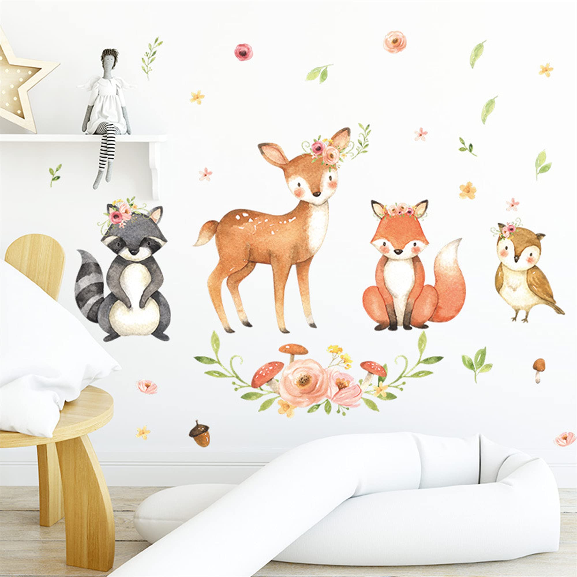 Vertintong 6 Pcs Woodland Nursery Decor Blocks - 1.6 Inch Inspirational Animal Wooden Decor, Bear, Raccoon, Fox, For Shelf Or Table - View #5