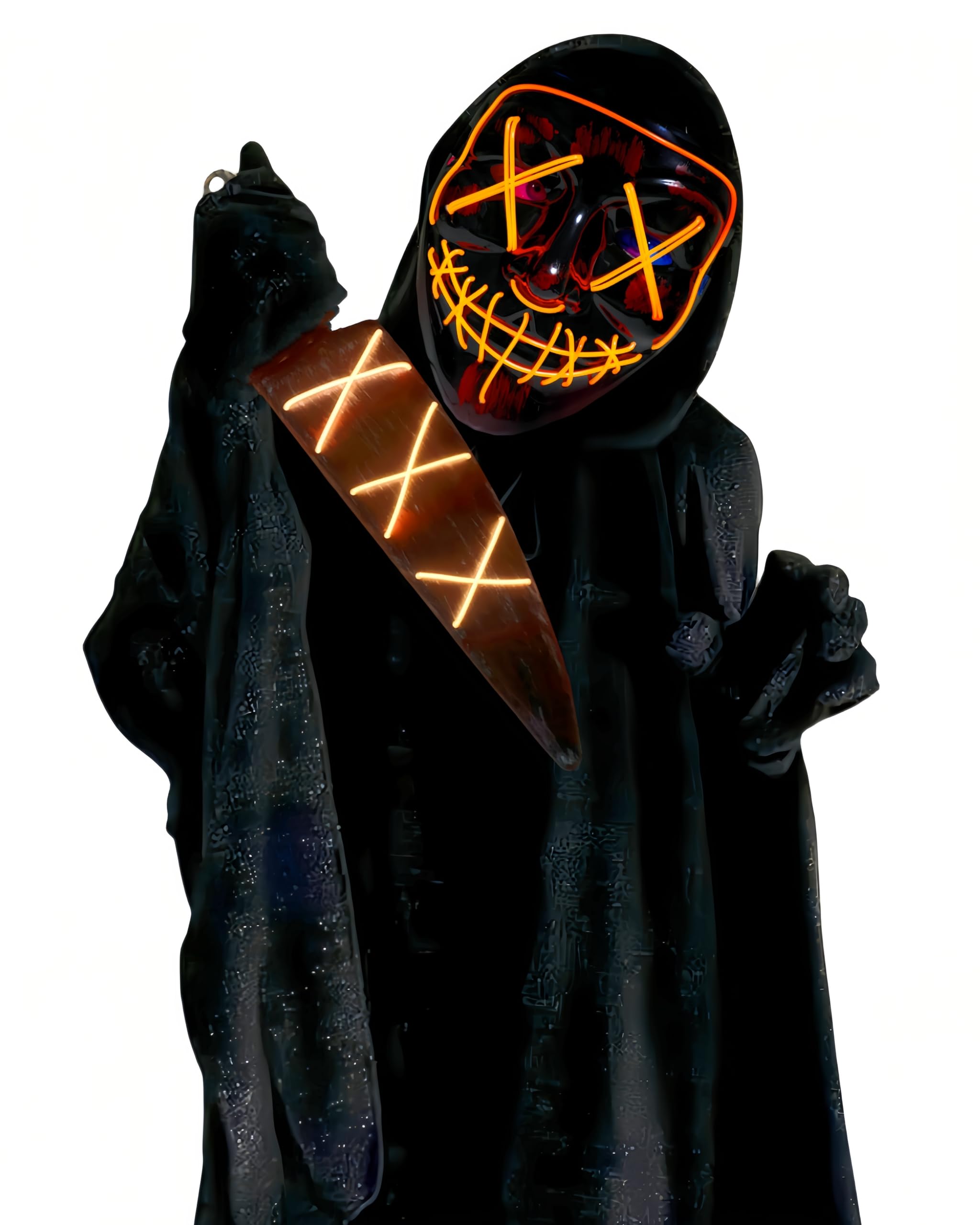 Scary Led Halloween Mask light up Halloween knife Halloween Costume Set for Cosplay Decor