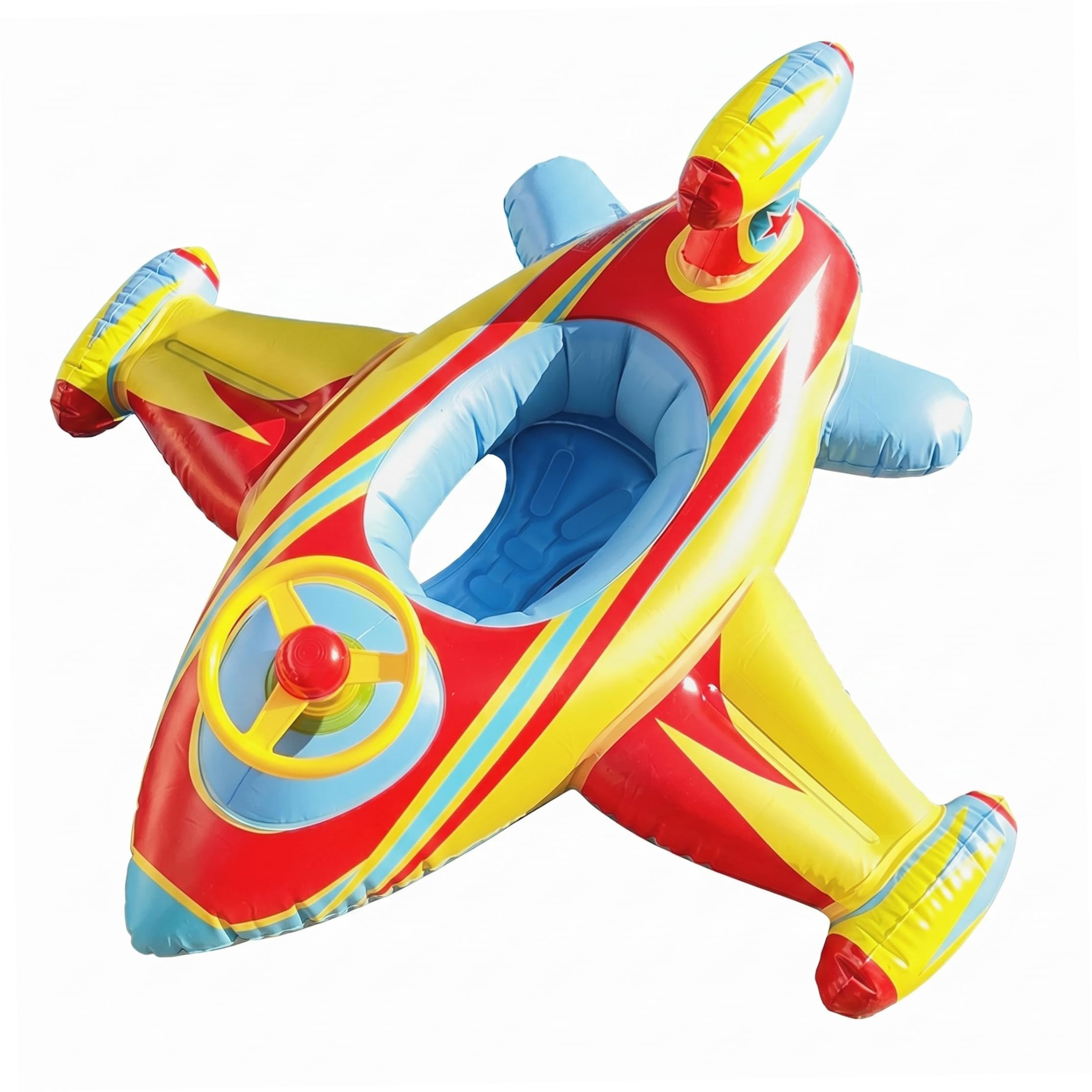 Thickened Inflatable Toddler Airplane Pool Float Red, Kids Age 1-6 Summer Water Swimming Boat