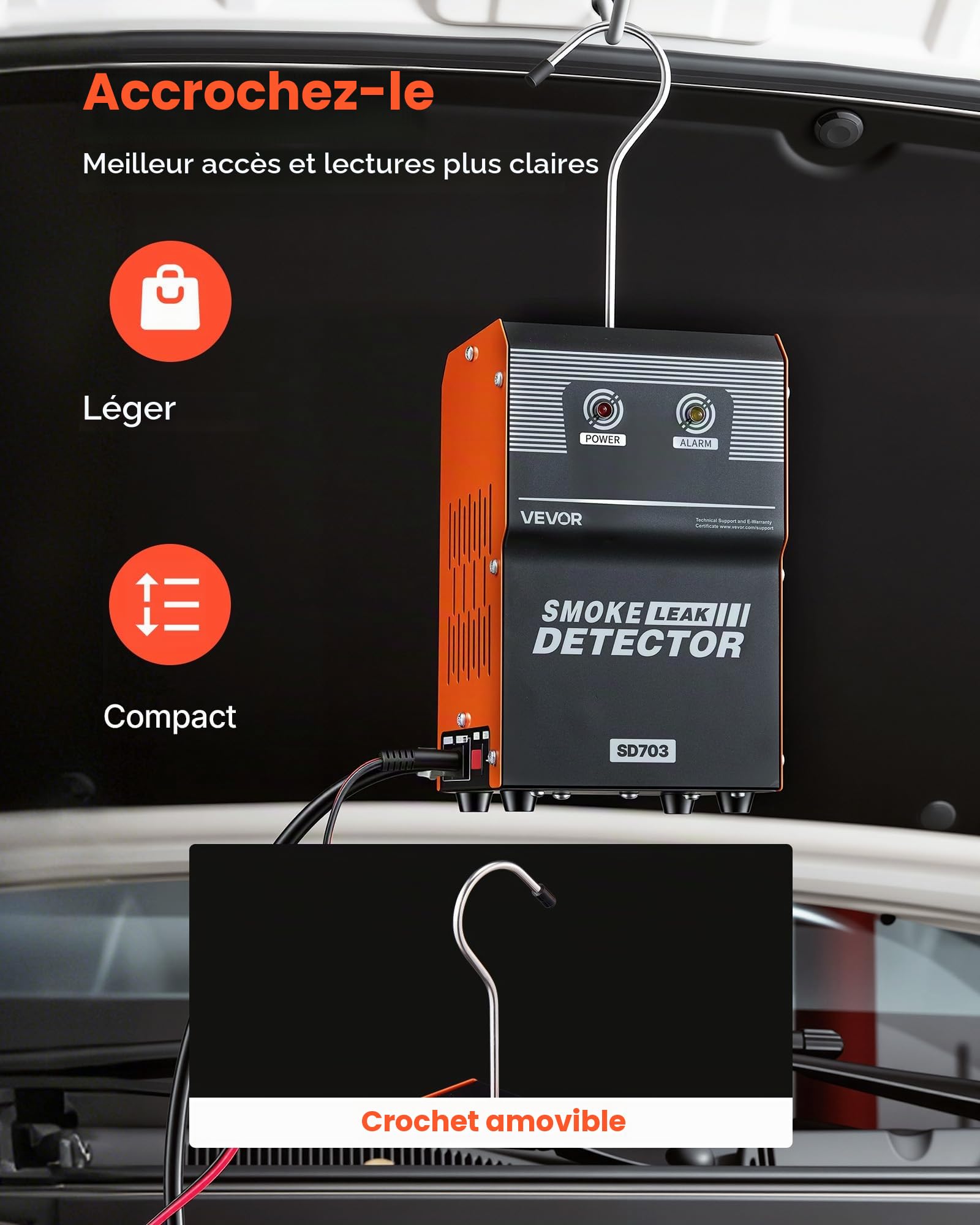 VEVOR Détecteur de Fuite de Fumée 12 V, Machine à Fumée Automobile pour Système EVAP et Circuits de Carburant, Testeur de Vide avec Pompe à Air Intégré, Double Mode, pour Voiture, Moto, Camion, Bateau
