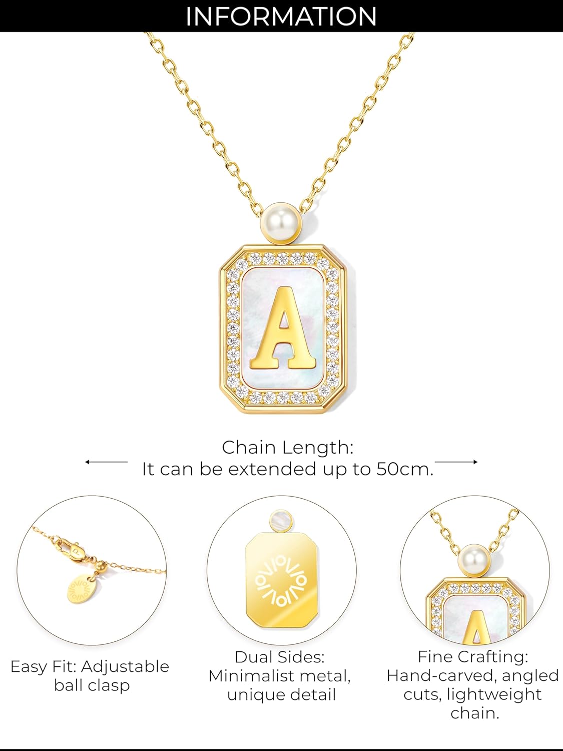Personalized Elegance: Initial Necklace with Mother of Pearl Accents
