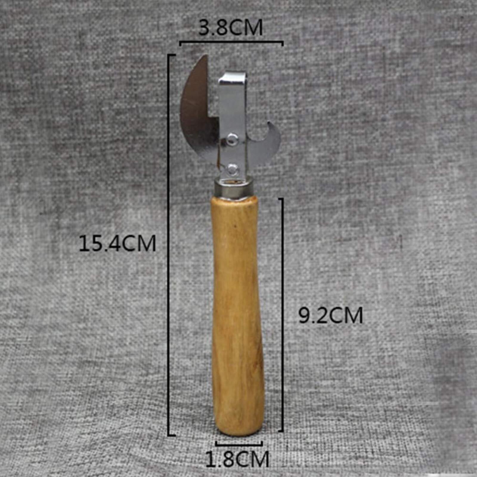 Generic Stainless‑Steel Side‑Cut Can Opener with Ergonomic Wood Handle, Heavy Duty Tin Opener for Kitchen Camping - Image 2