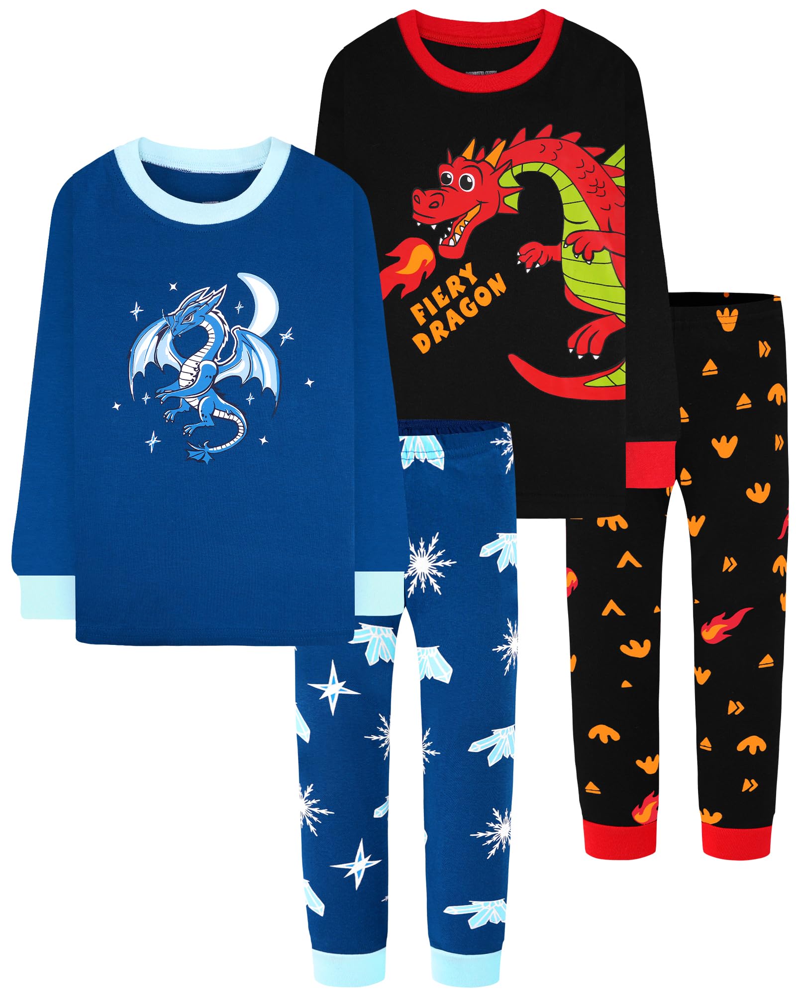 DAUGHTER QUEEN Boys Long Sleeve Pajamas Toddler Kids Pjs 5T Soft Cotton Pj Children Sleepwear Jammies Dragon Clothes Size 5 Year Old Small Loungewear Set Nightwear