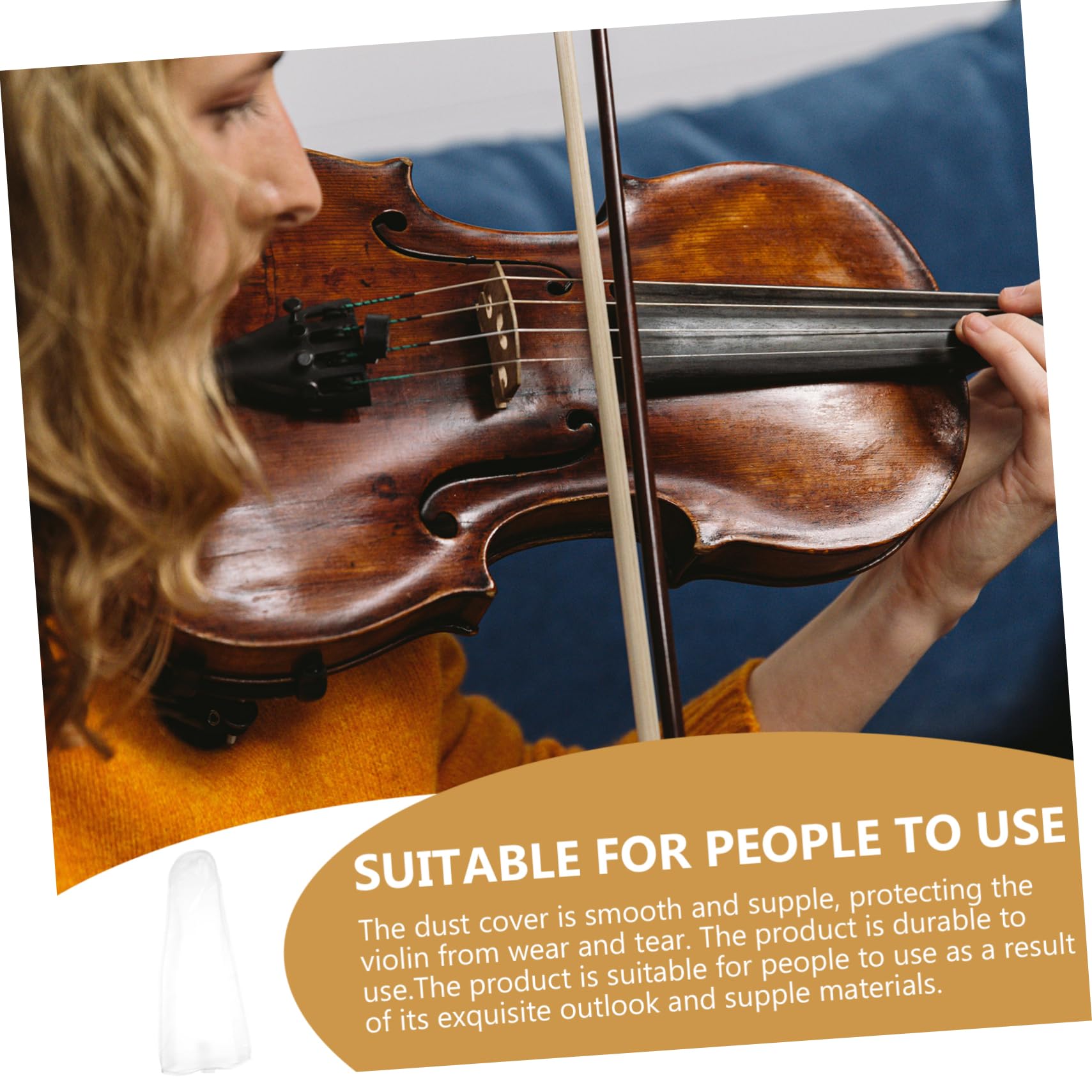 Toddmomy Practical Violin Dust Cover Waterproof Washable Wall Mount Ring Stylish Frosted Pvc Easy Access Side Zipper