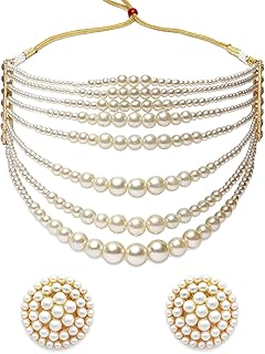Shining Diva Fashion Pearl Necklace Jewellery Set for Women Latest Stylish Design Fancy Wedding Party Choker Price In India