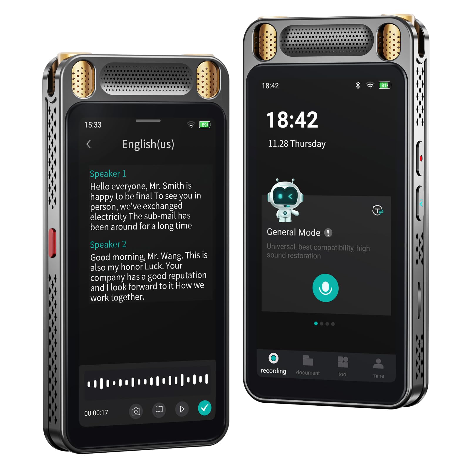 AI Voice Recorder with Playback, Digital Voice Recorder with Unlimited Transcription, Summary, Translation, Handheld Voice to Text Meeting Recorder