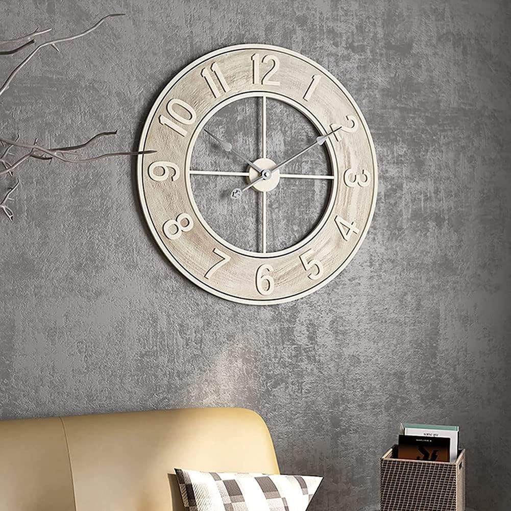 XJBTBA Orologio da Parete Grande Orologi Decorativi in ​​Metallo Grandi Orologi, Numeri Arabi da 23 Pollici Orologio da Parete Silenzioso in Legno Facile da Leggere E Altro Non Ticchettio Silenzioso