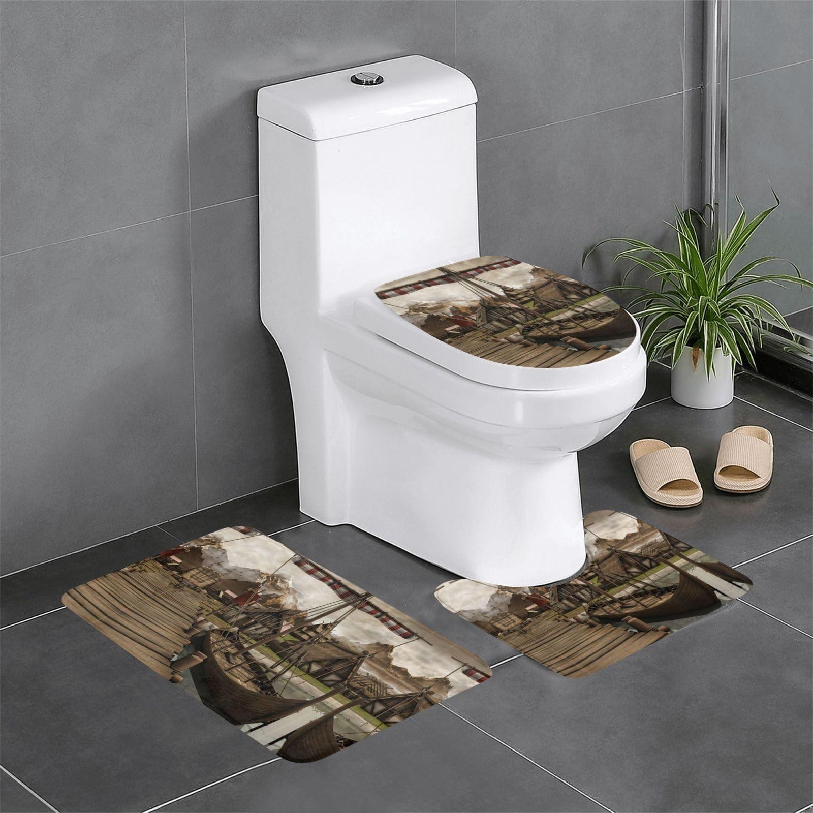 Tapis de bain motif drakkar pour créer une ambiance spa scandinave chez soi