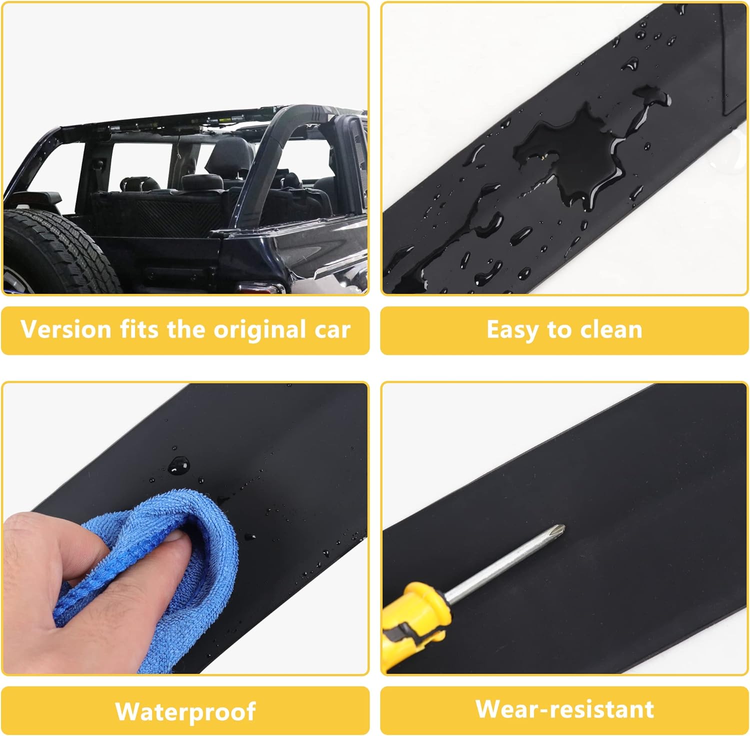 Roll Bar Padding Protectors for Bronco, 4 PCS Full Cover D Pillar Protector for Ford Bronco Accessories 2021 2022 2023 2024 2025 2026 4 Door - Avoid Paint Damage